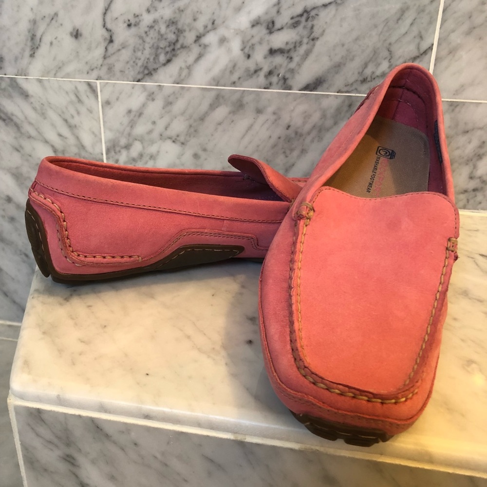 Rockport Pink Suede Loafers, Size 10W